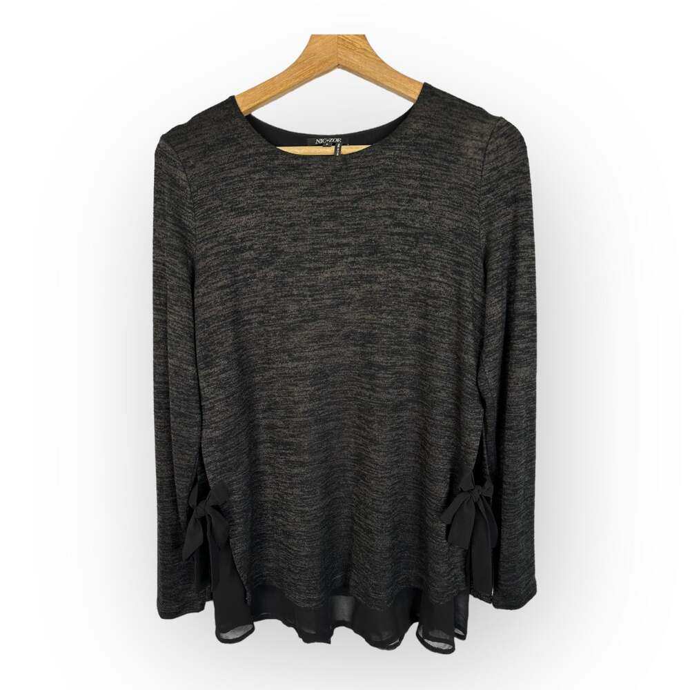 Nic + Zoe Womens size Small Firelight Space Dye Layered Tunic Sweater Top Gray